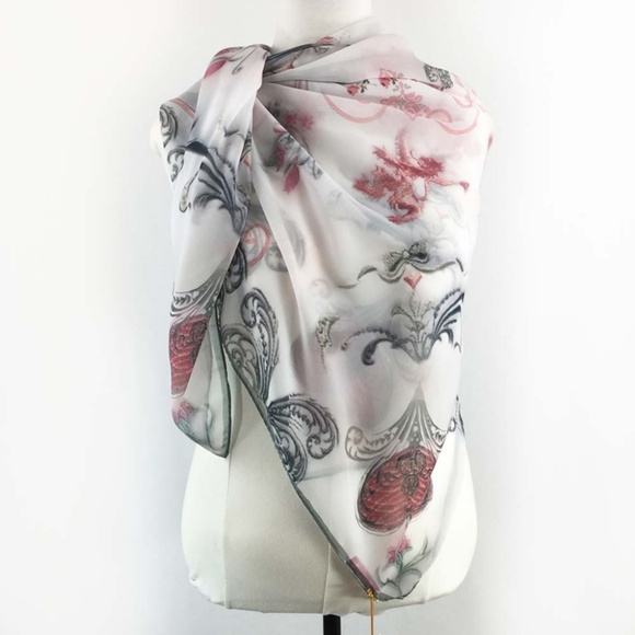 English Garden Sheer Chiffon Oversize Square Fairytale Scarf - Picture 5 of 12